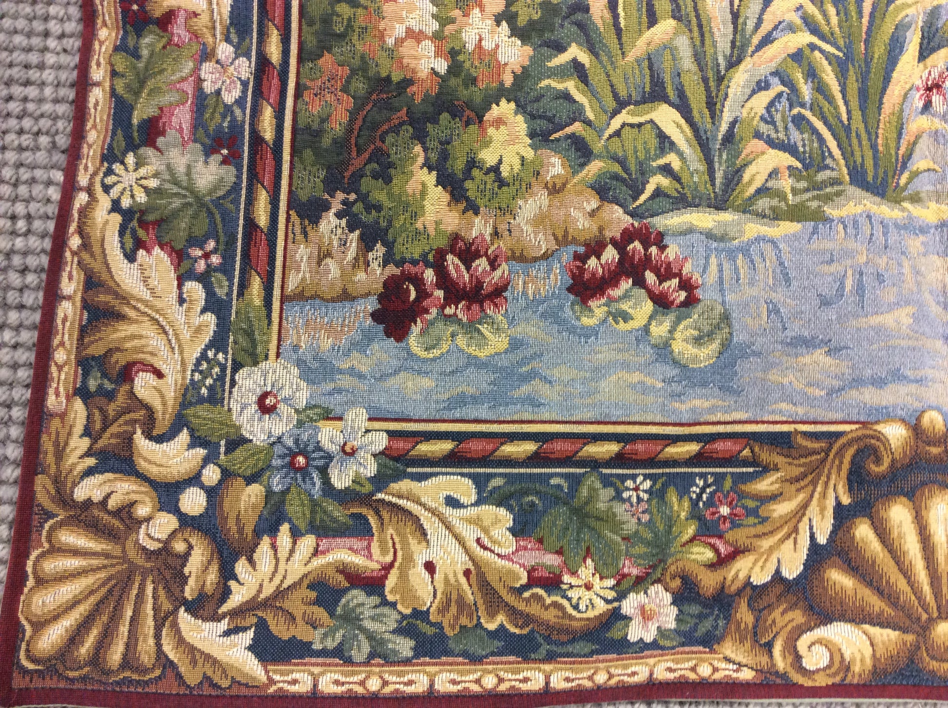 Alternate View of Water Scape Tapestry - Additional perspective highlighting the composition and overall beauty of the tapestry.