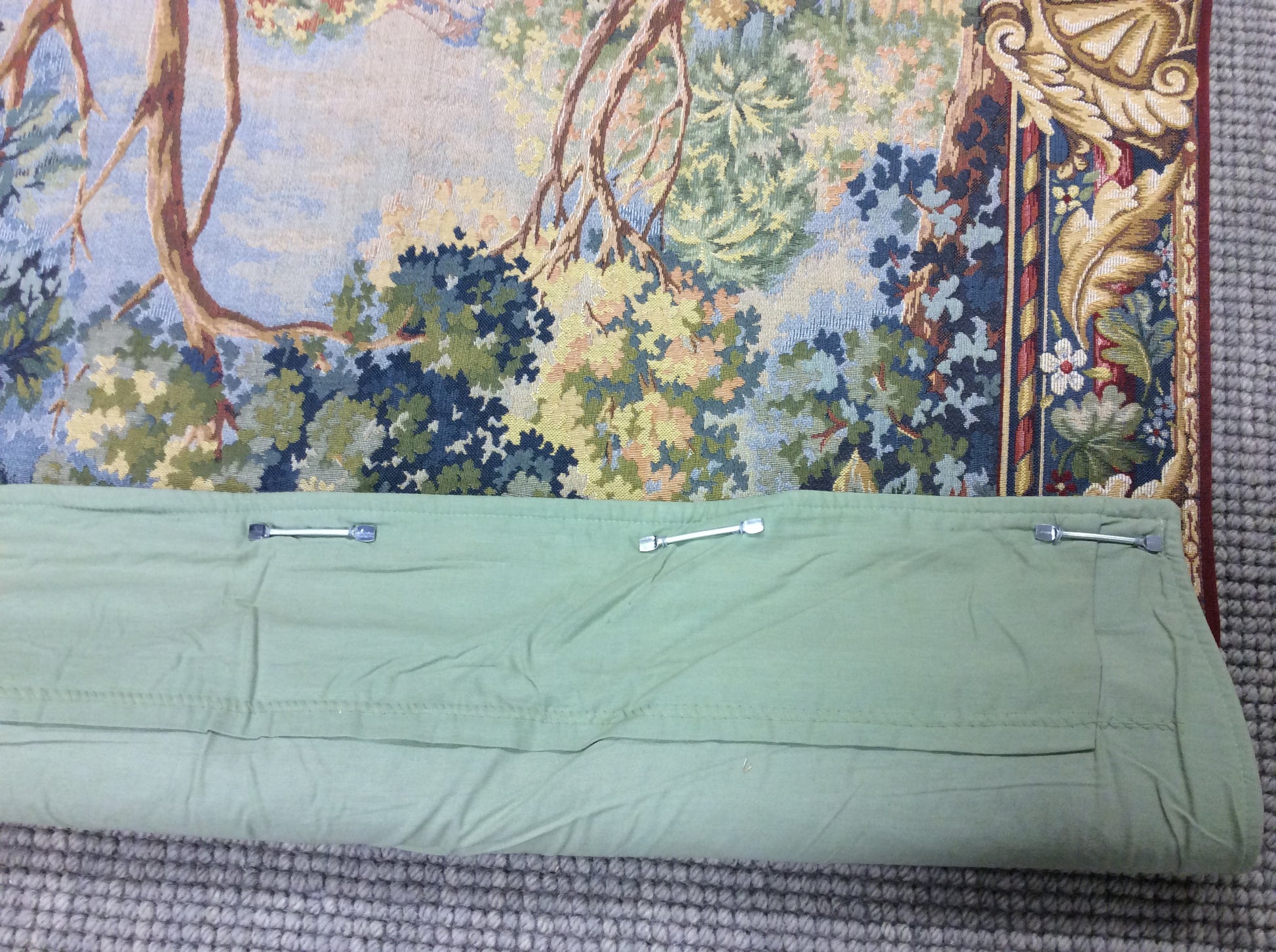 Rod Sleeve on Water Scape Tapestry - Detailed view showcasing the rod sleeve for easy hanging.