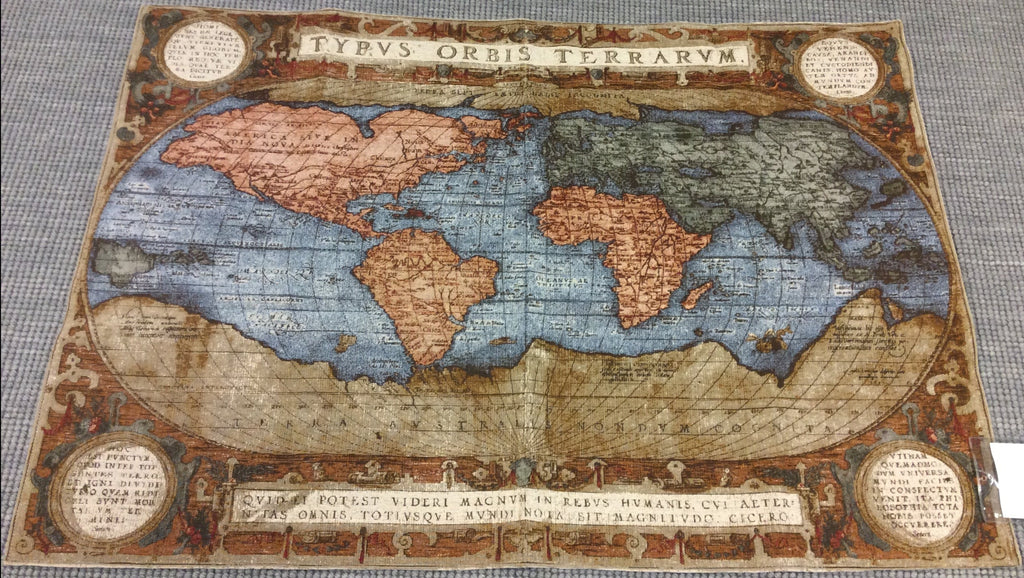 Typus Orbis Terrarum Multi Color Olde World Map Tapestry (55"x35")