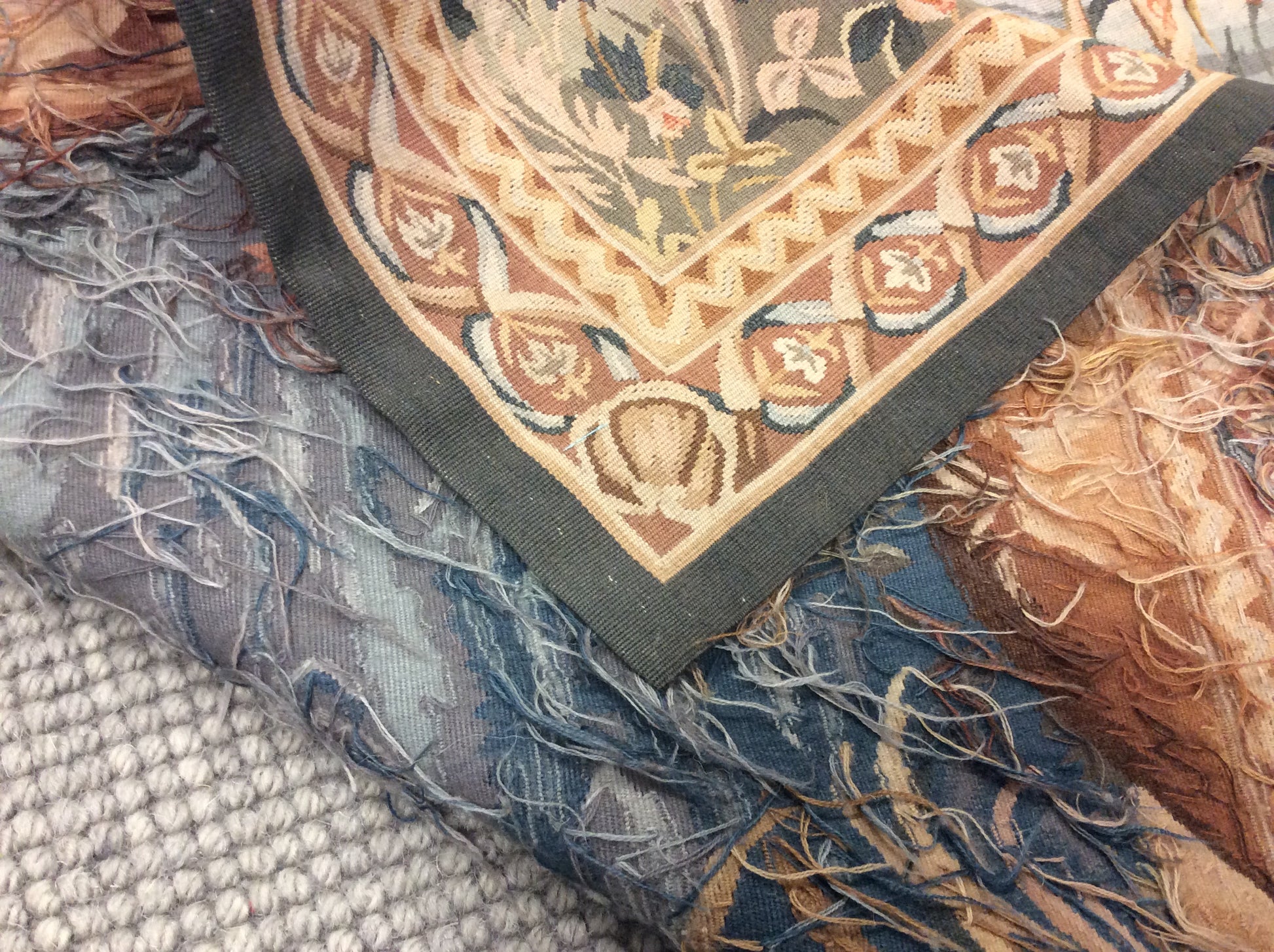 Vintage Aubusson Woven Duck Pond Tapestry (54"x74")