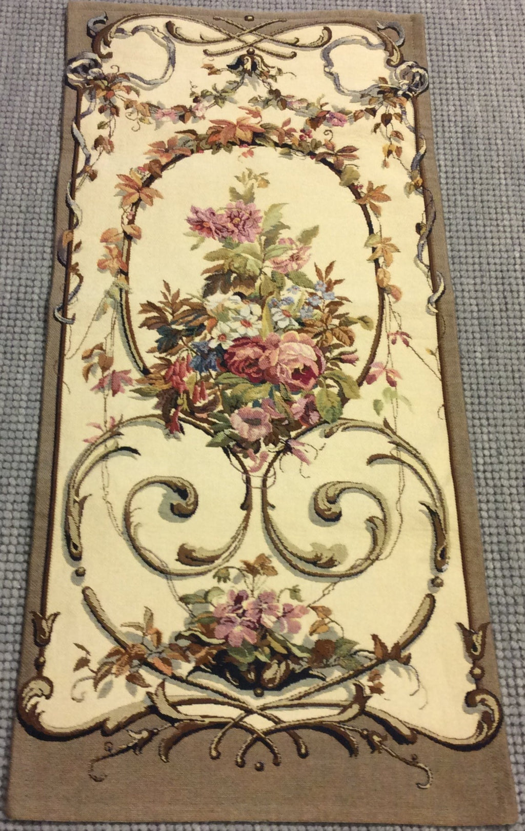 Vintage Wara Caroline Taupe Floral Tapestry (21"x44")