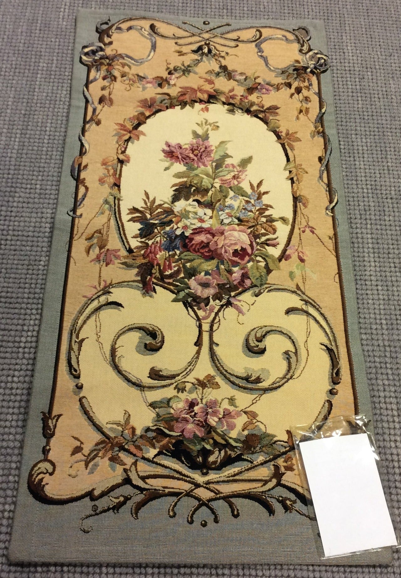Vintage Wara Caroline Pewter Floral Tapestry (21"x44")