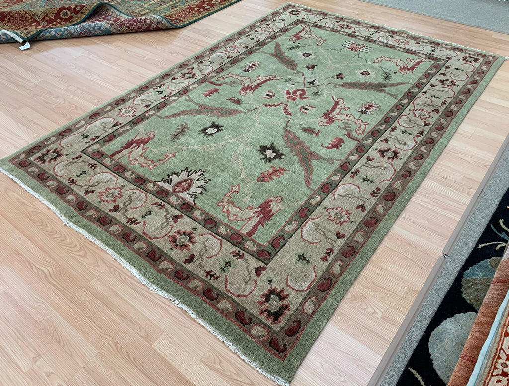 Vintage Hand-Knotted Wool Tufenkian Light Green Bidjar Pattern Rug (6'x9')