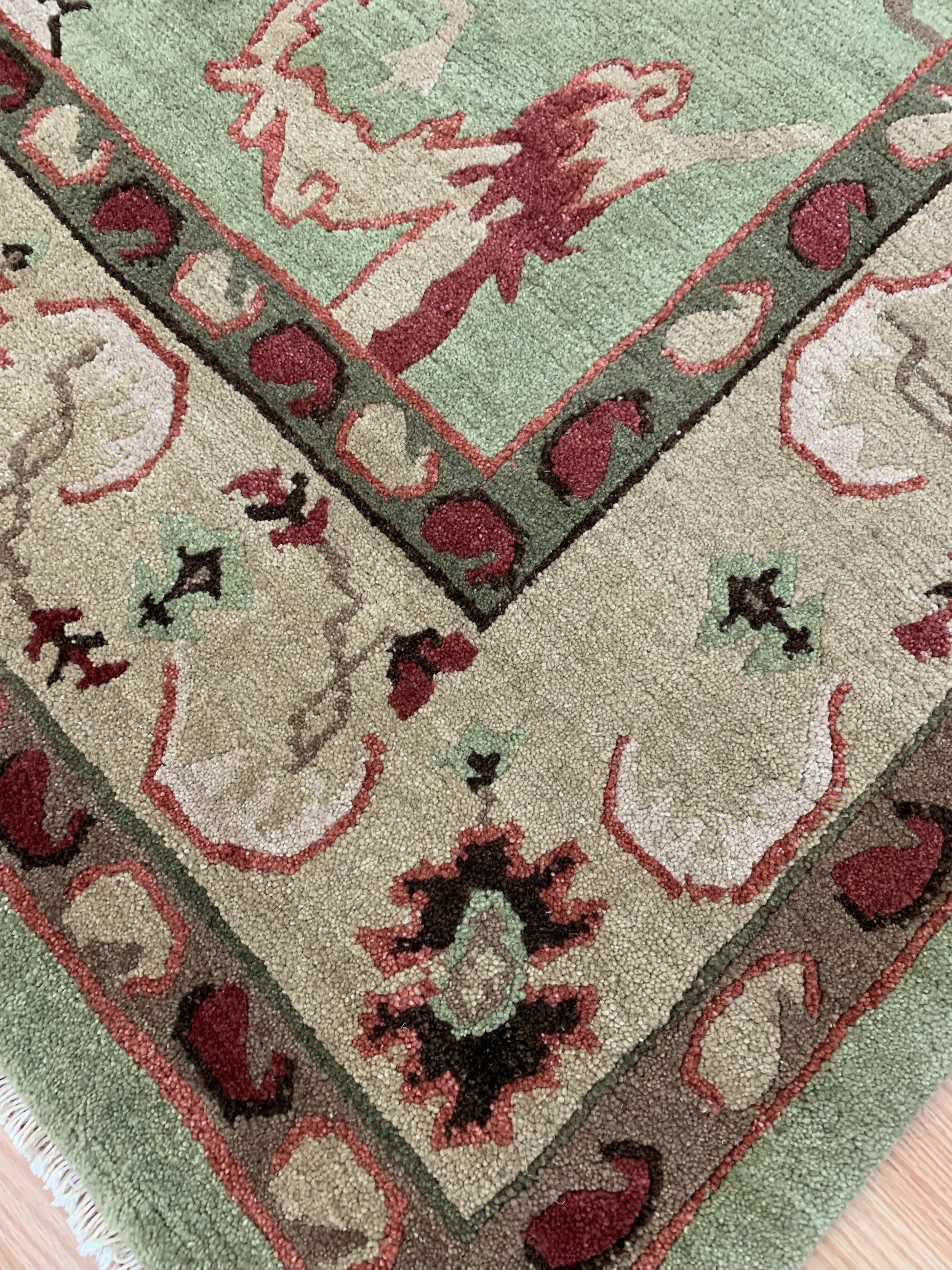 Vintage Hand-Knotted Wool Tufenkian Light Green Bidjar Pattern Rug (6'x9')