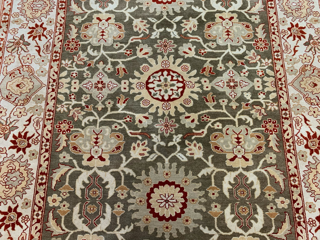 Vintage Hand-Knotted Wool Green Kashmir Rug (6'x9')