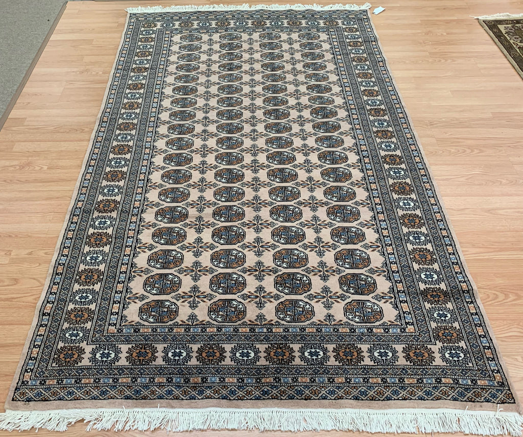 Hand-Knotted Wool Ivory Bokhara Rug (5'2"x8'10")