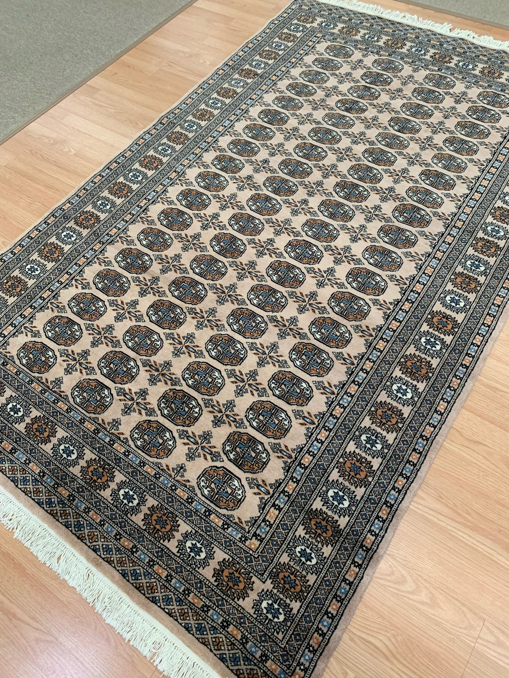 Hand-Knotted Wool Ivory Bokhara Rug (5'2"x8'10")