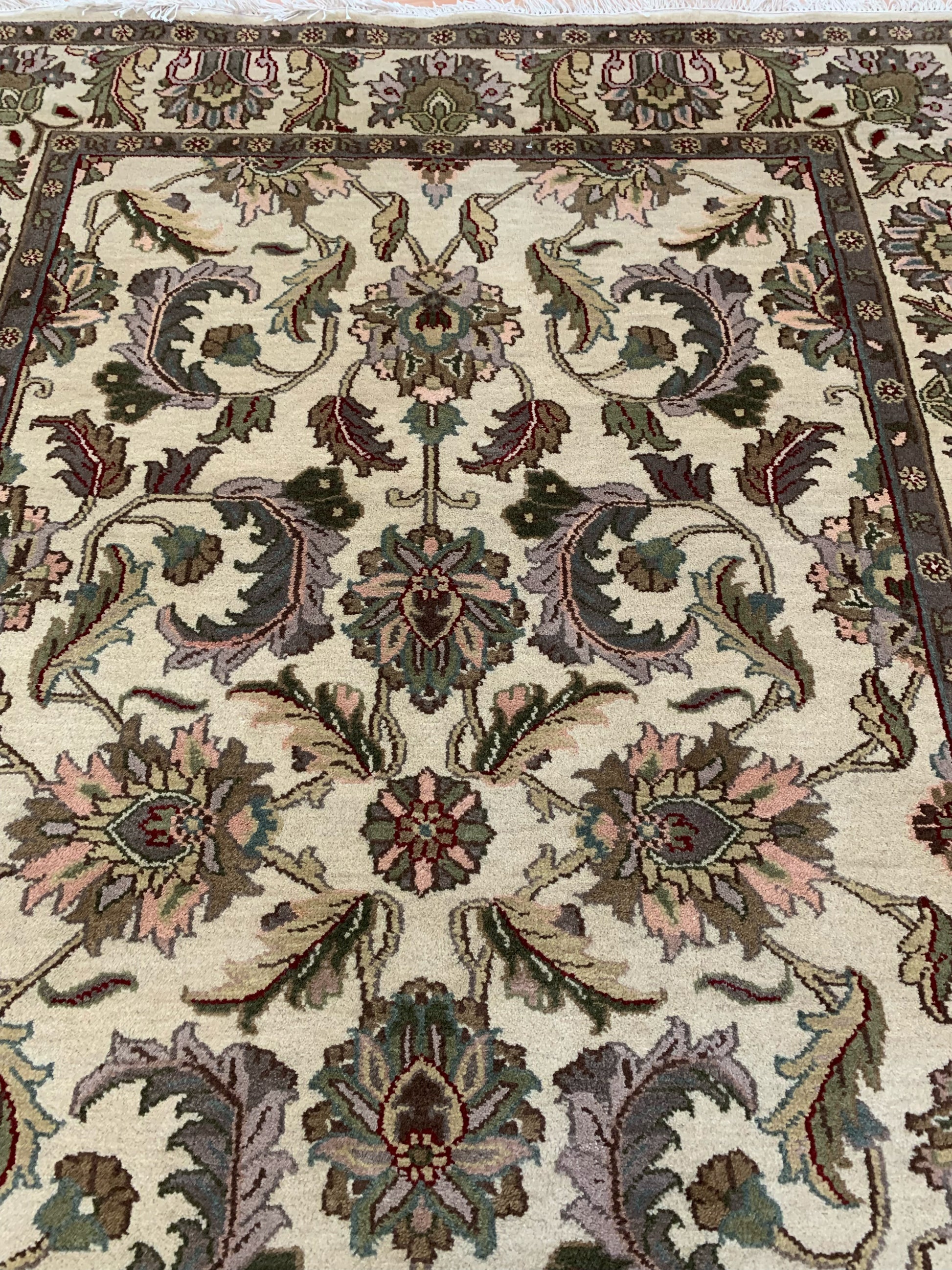 Hand-Knotted Wool Wheat Kashan Rug (6'x8'10")