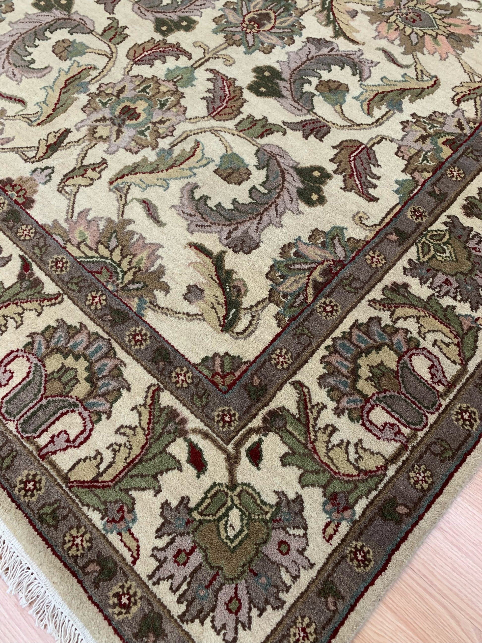Hand-Knotted Wool Wheat Kashan Rug (6'x8'10")