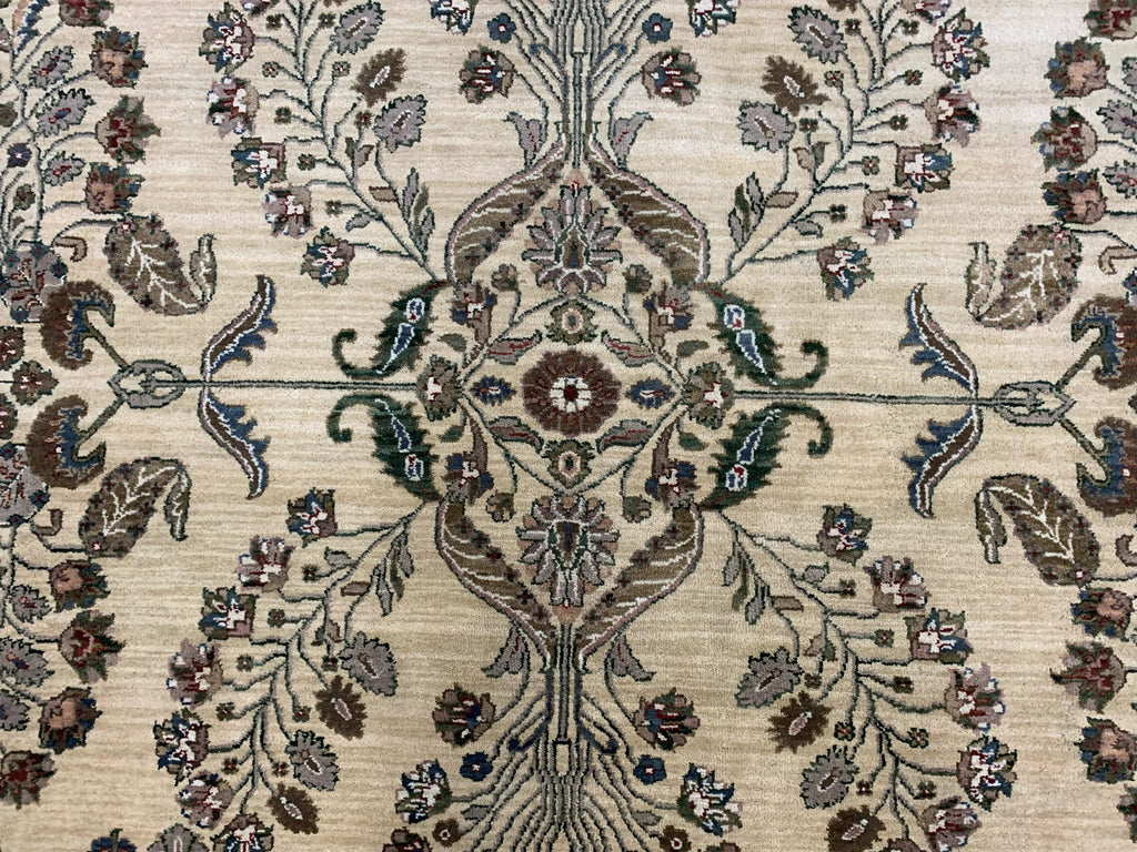 Vintage Hand-Knotted Wool Gold/Black Jaipura Rug (7'8"x9'10")