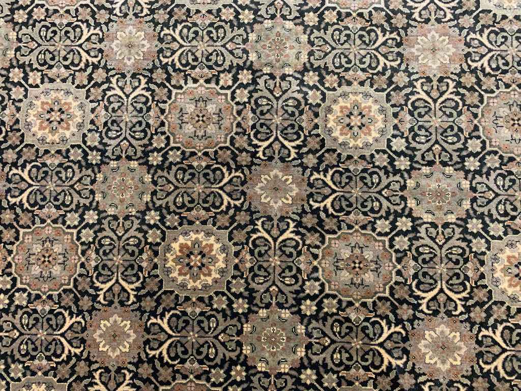 Vintage Hand-Knotted Wool Deep Green Tabriz Rug (8'x9'11")