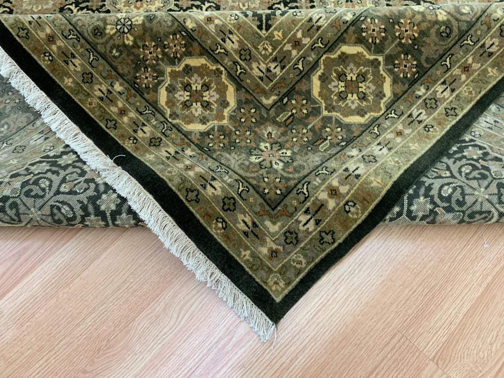 Vintage Hand-Knotted Wool Deep Green Tabriz Rug (8'x9'11")