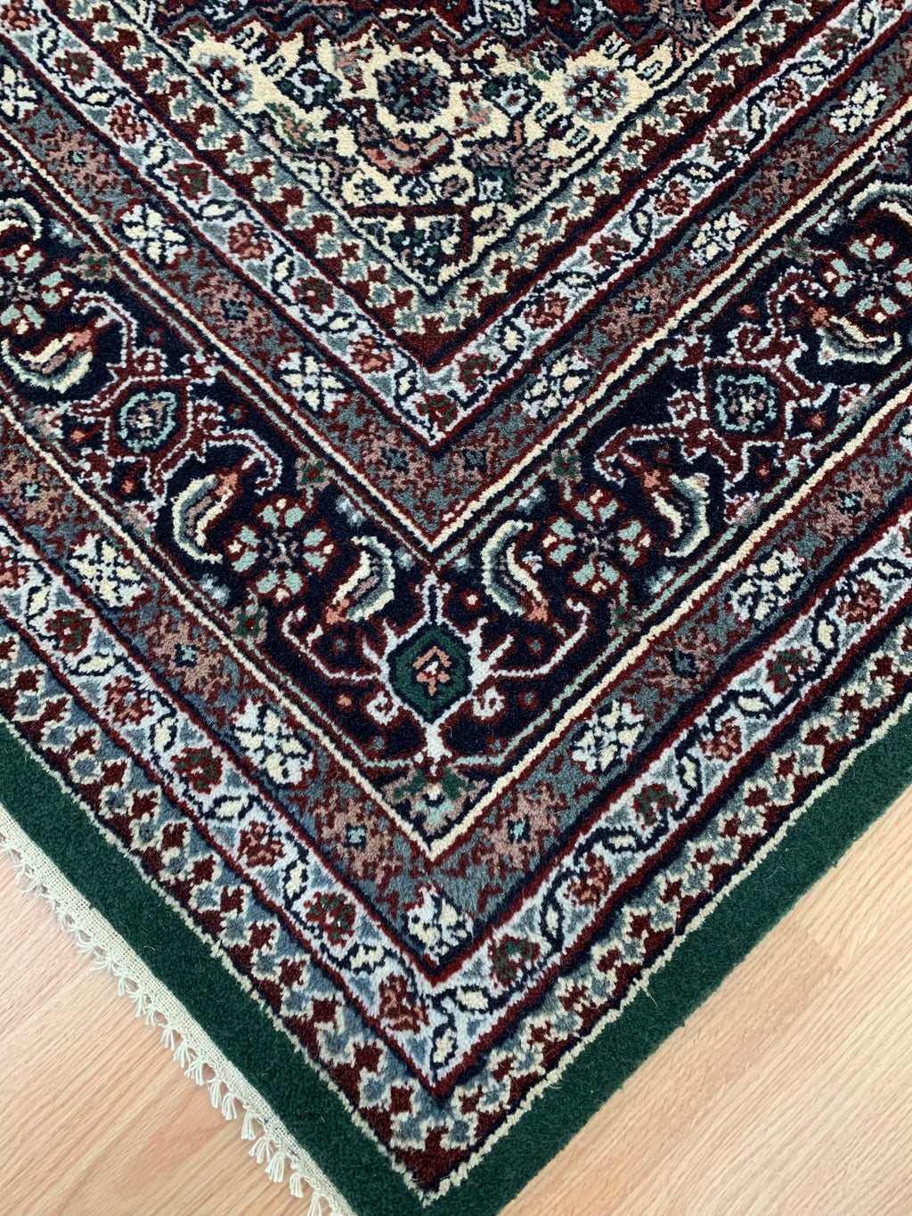 Vintage Hand-Knotted Wool Green Bidjar Rug (8'3"x10'1")