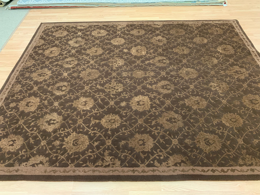 Hand Tufted Wool & Silk Nourison Regal Chocolate Lattice Rug (7'9"x9'9')