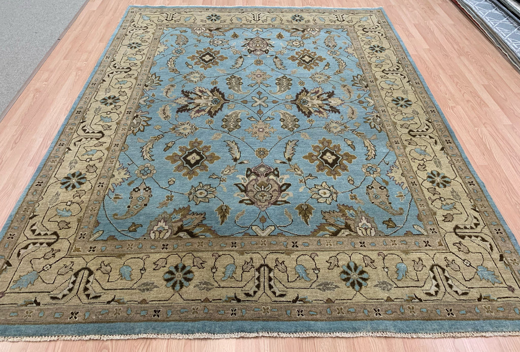 Hand-Knotted Wool Lt Blue Oushak Rug (7'11"x10'1")