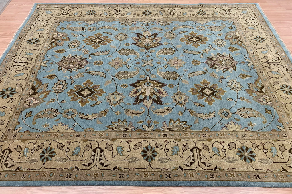 Hand-Knotted Wool Lt Blue Oushak Rug (7'11"x10'1")