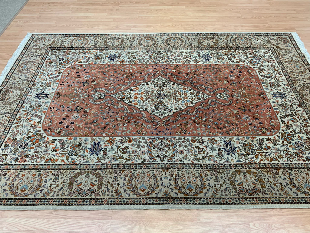 Semi-Antique Hand-Knotted Wool Persian Tabriz Rug (6'7"x9'11")